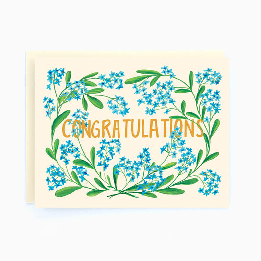 Congratulations Blue Flowers Card