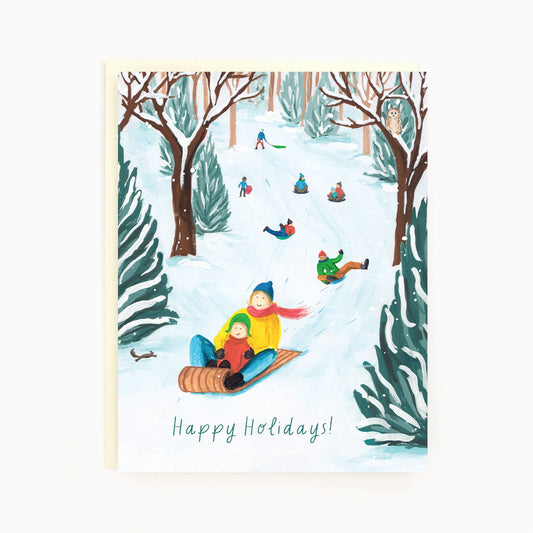 Tobogganing Holiday Card