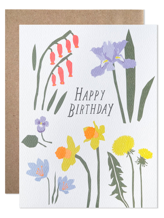 Spring Flowers Happy Birthday Card