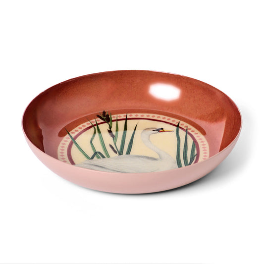 Swan Round Enamel Tray
