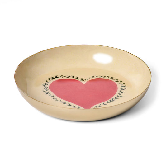 Heart Round Enamel Tray
