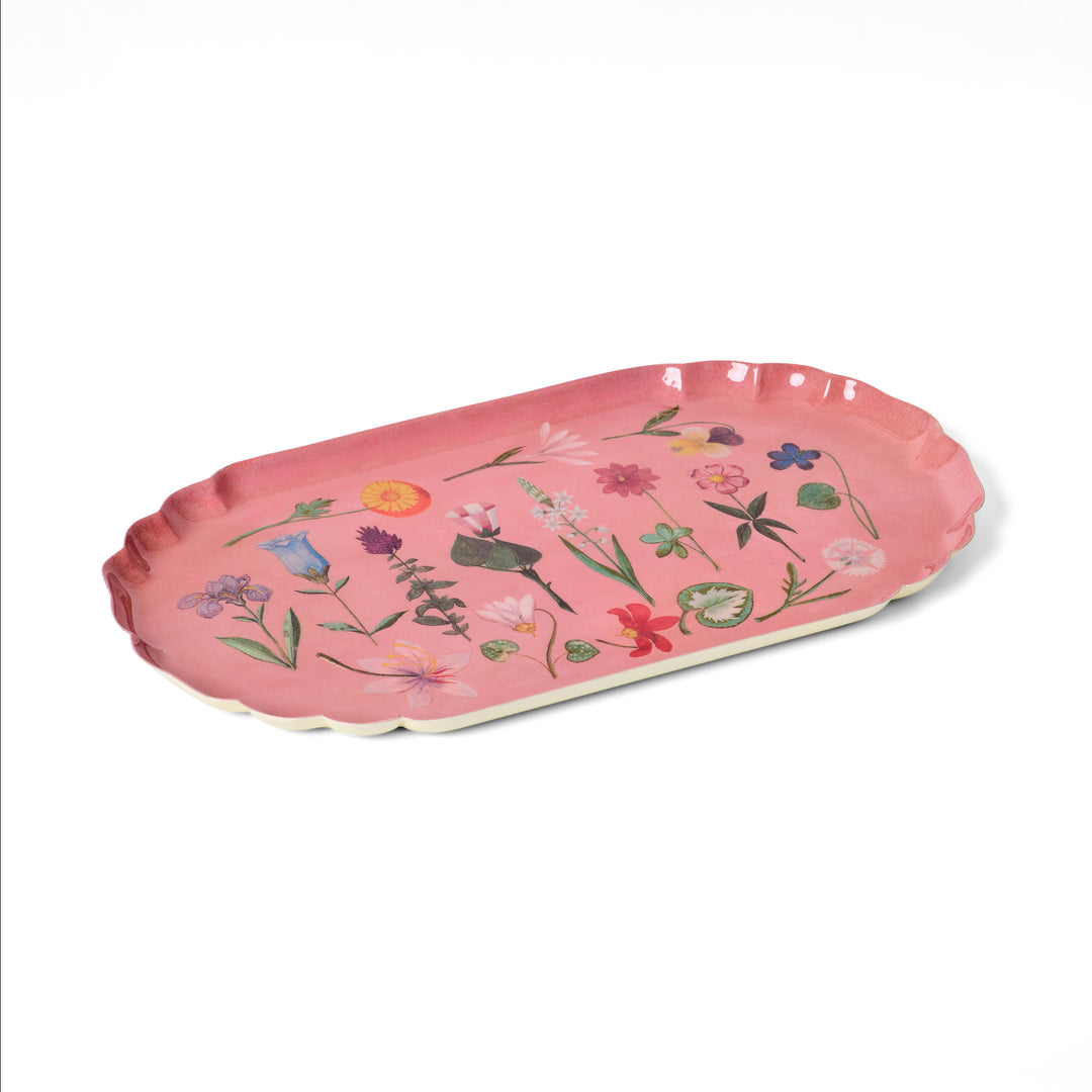 Festival of Flowers Scallop Edge Enamel Tray