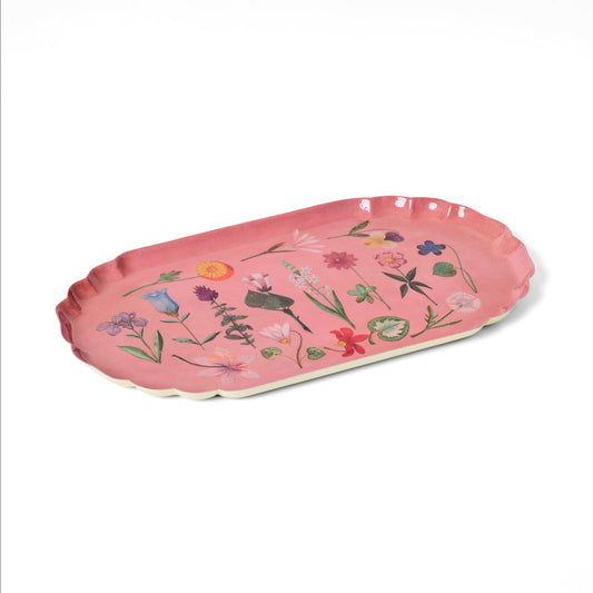 Festival of Flowers Scallop Edge Enamel Tray