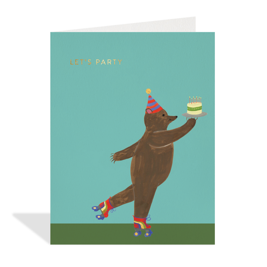 Roller Skating Bear Birthday Card
