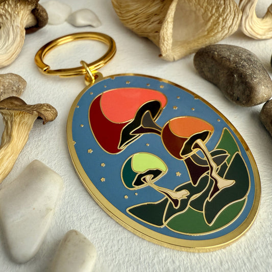 "Cubensis" Mushroom Enamel Keychain