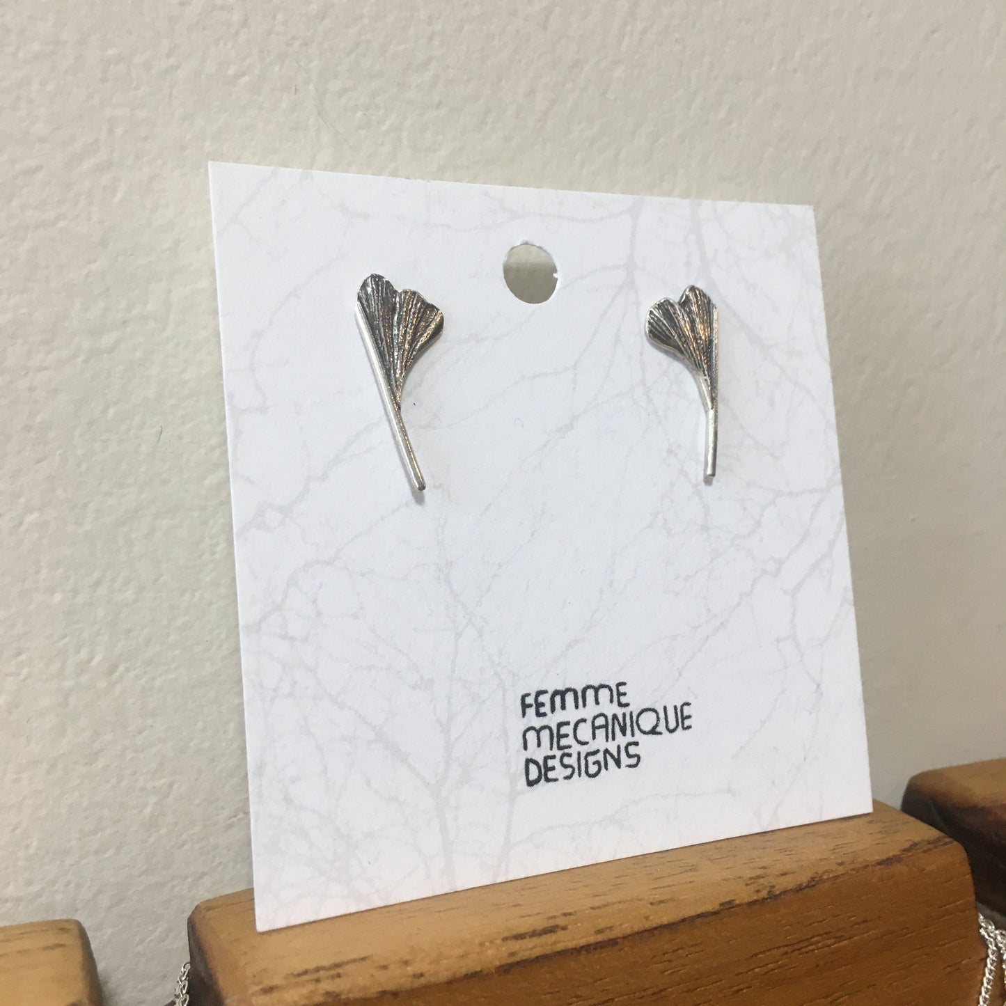 Half-Ginkgo Stud Earrings