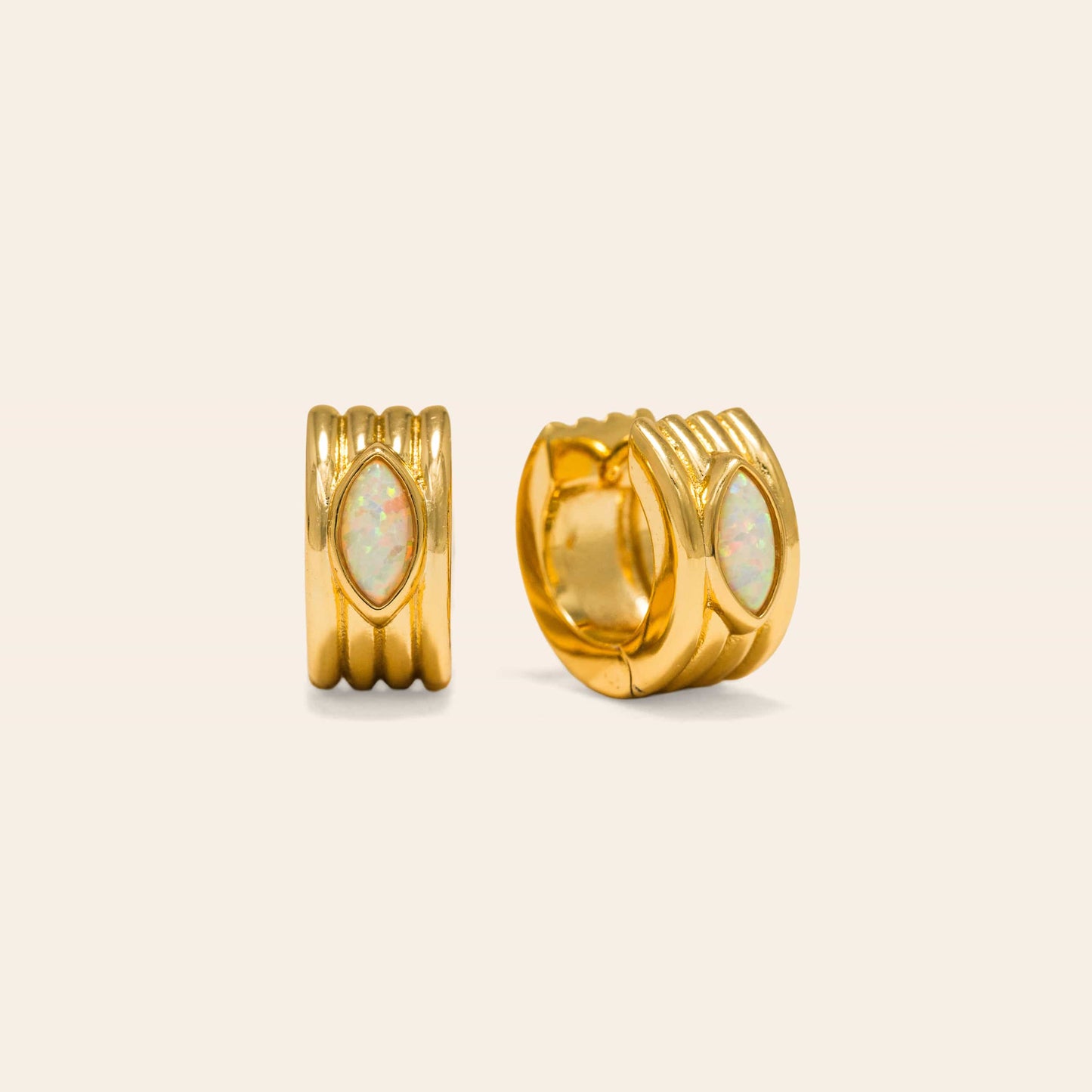 Marquise Groove Hoop Earrings