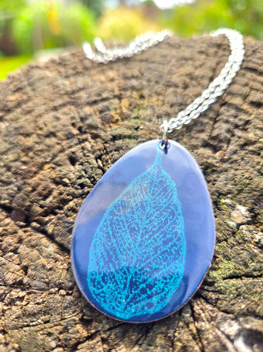 Midnight Pear Leaf Necklace
