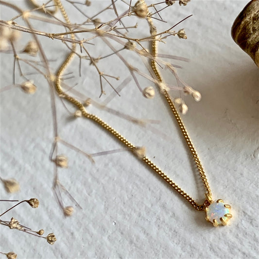 Tiny Dancer Fire Opal Charm Necklace