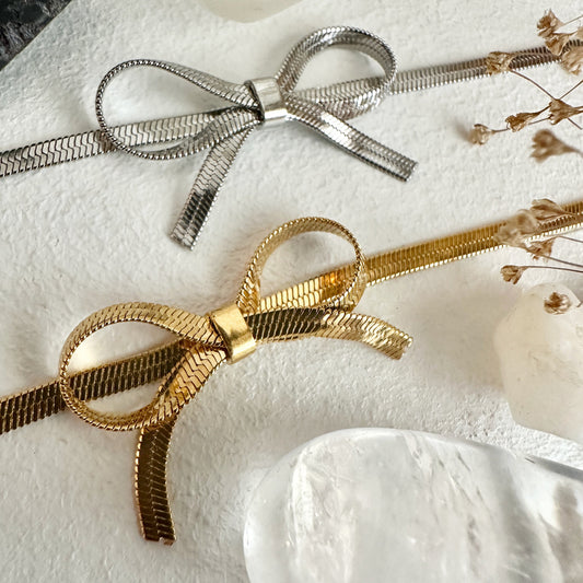 "Florian" Snake Chain Choker Necklace With Bow