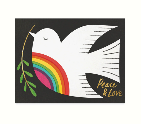 Peace & Love Rainbow Dove Card