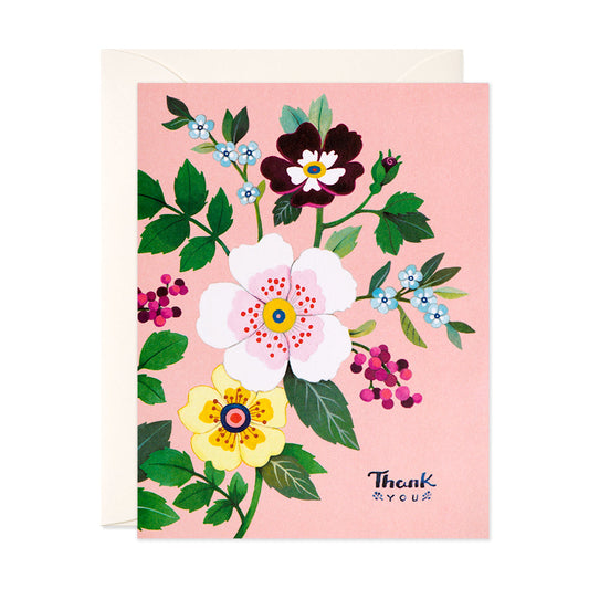 Pink Floral Thank You Card
