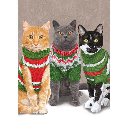 Holiday Boxed Cards - Cats in Sweaters (10-Pack)