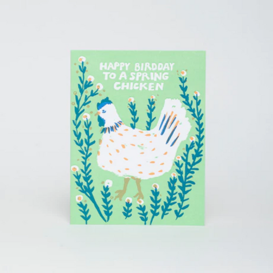 Spring Chicken Birthday Card