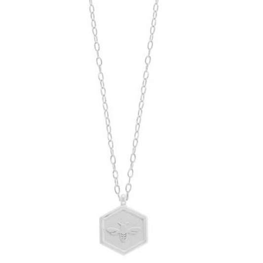Hexagon with Bee Necklace