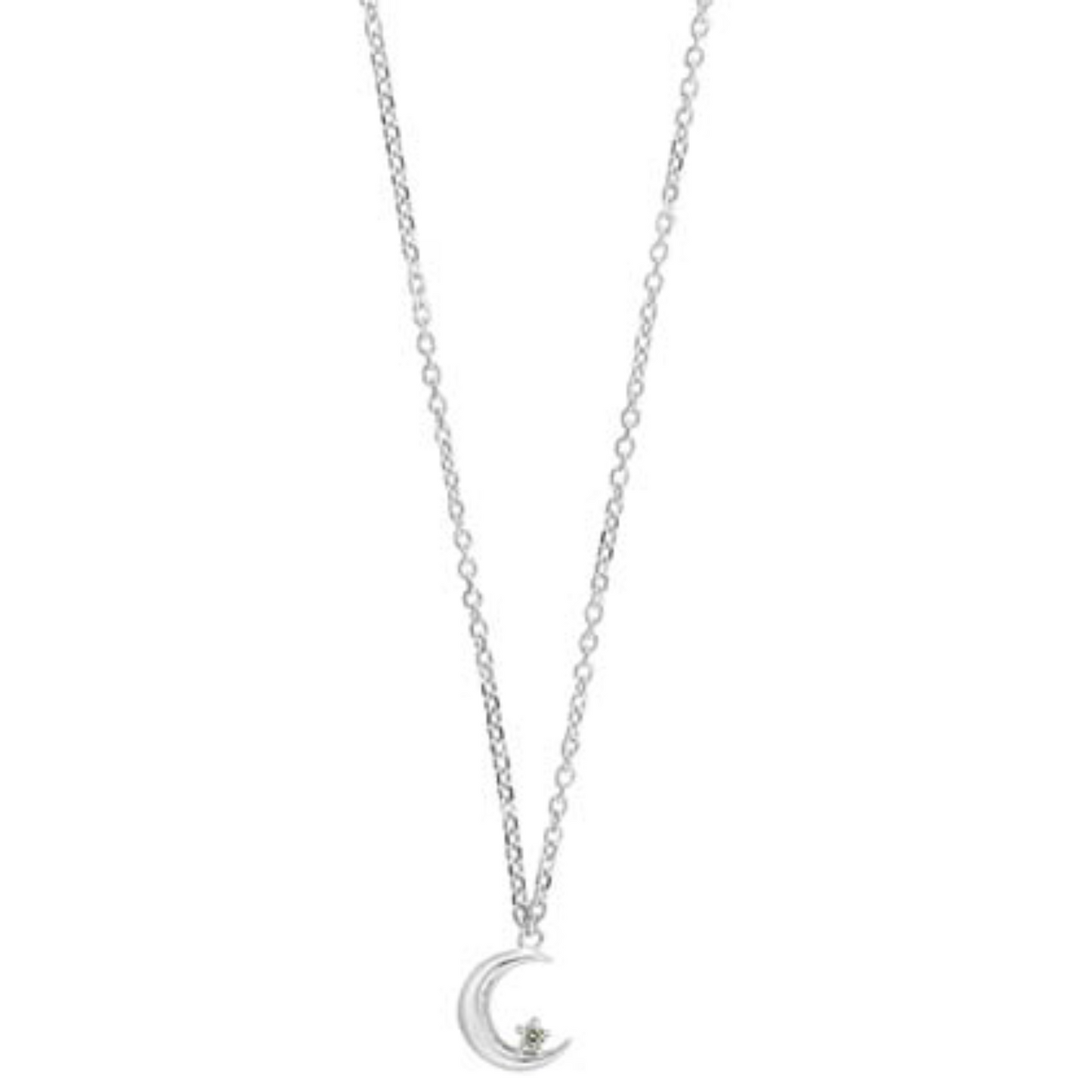 Crescent Moon with Cz Necklace