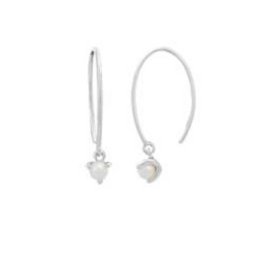 Oval Hook with Pearl in Prong Earrings