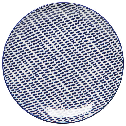 Blue Dash Stamped Appetizer Plate