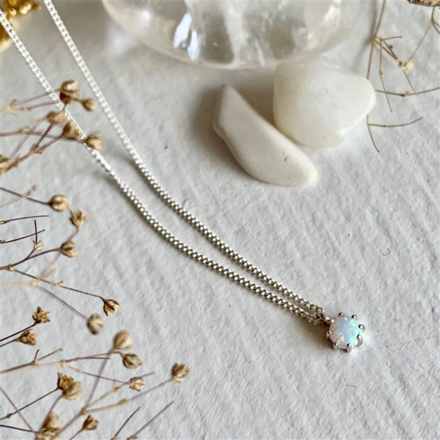 Tiny Dancer Fire Opal Charm Necklace