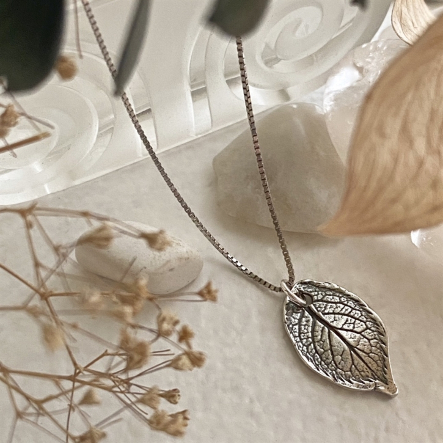 Winslet Rose Leaf Charm Necklace