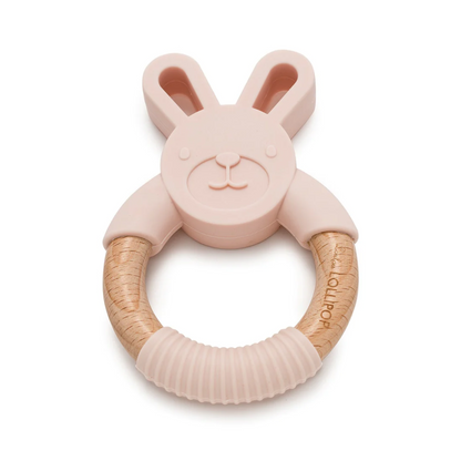 Bunny Silicone and Wood Teething Ring