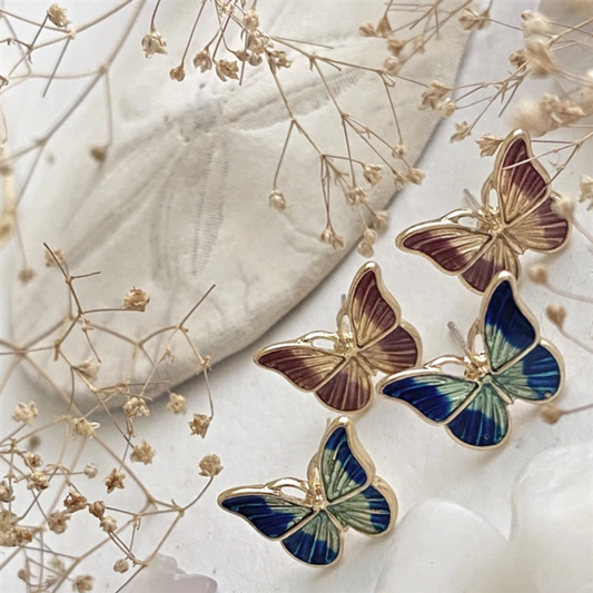 Vlinder Cloisonné Style Butterfly Stud Earrings