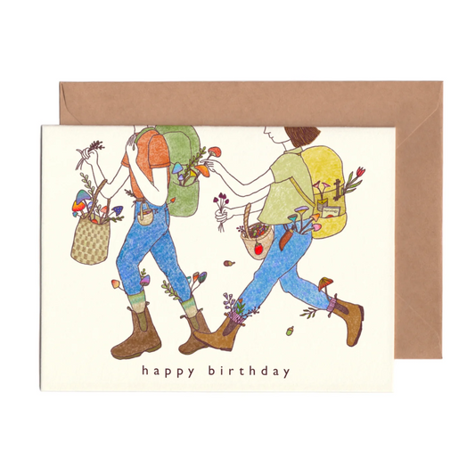 Mushroom Picking Birthday Card