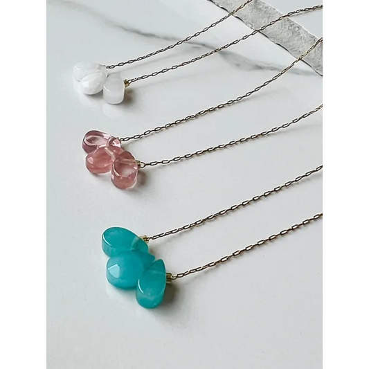 Triple Teardrop Semiprecious Stone Pendant Necklace