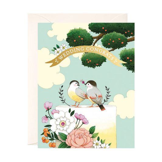Birds on Wedding Cake Card