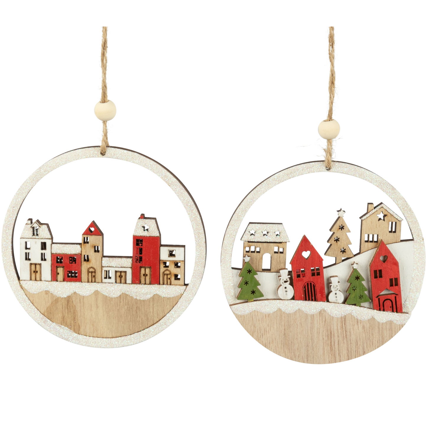 Village Globe Disk Wood Ornament