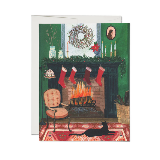 Christmas by the Fireplace Holiday Card