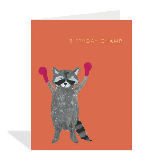 Birthday Champ Raccoon Card