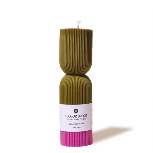 Pine & Orchid Colour Block Pillar Candle