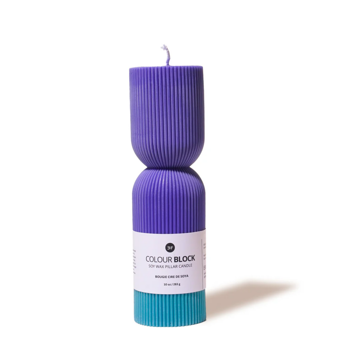 Royal Blue & Sky Colour Block Pillar Candle