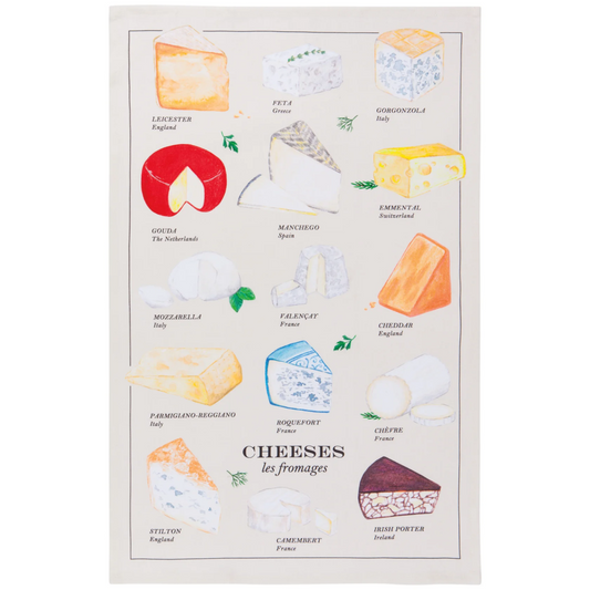 Les Fromages Printed Cotton Tea Towel