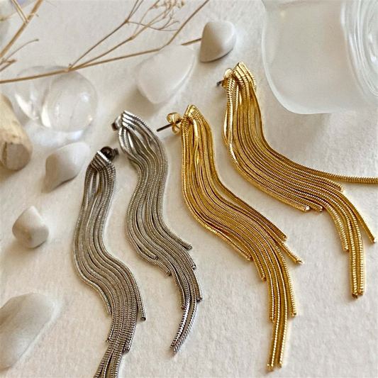 Sentinel Cascading Multi-Chain Drop Stud Earrings
