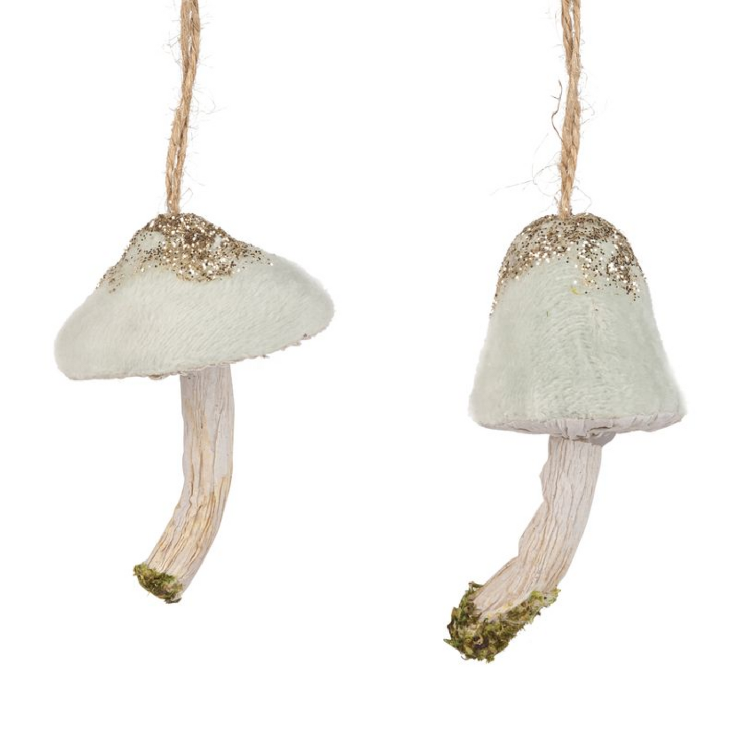 Velvet & Paper Green Mushroom Ornaments