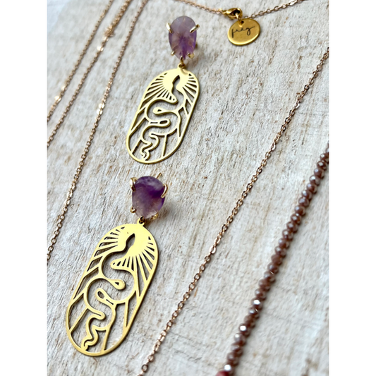 Amethyst Snake Earrings