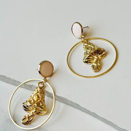 Textured Mushroom Pendant Earrings