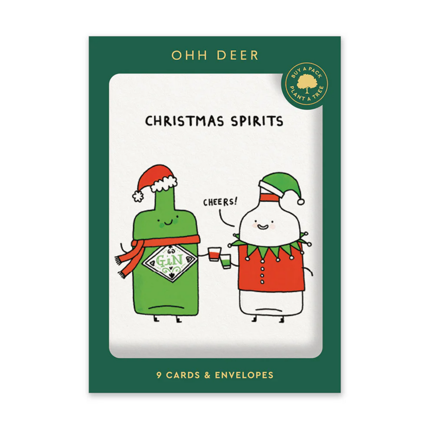 Christmas Spirits, Bah Humbug, Season Greetings Chirstmas Card Set (9 pack)