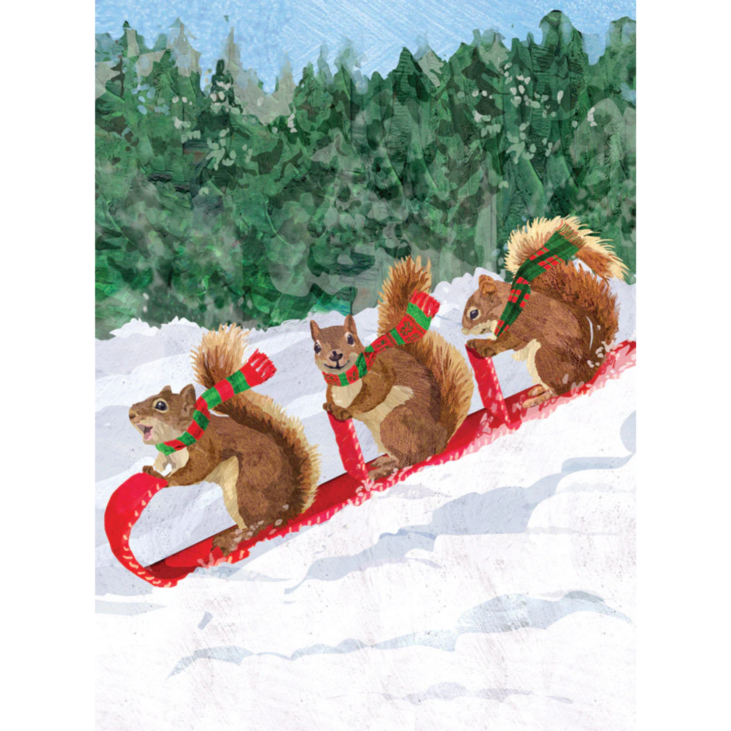 Squirrel Toboggan Boxed Holiday Cards