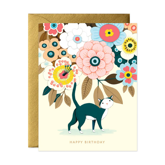 Floral Kitty Birthday Card