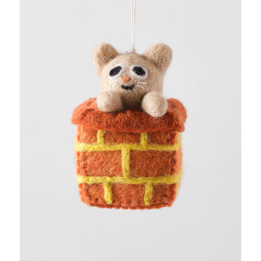 Simbi, Cat in Chimney Felt Ornament