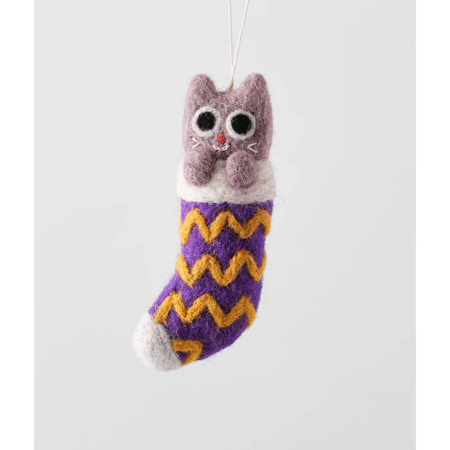 Viv, Cat In Purple Stocking Felt Ornament