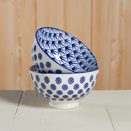 Blue Dots Stamped Bowl 4"