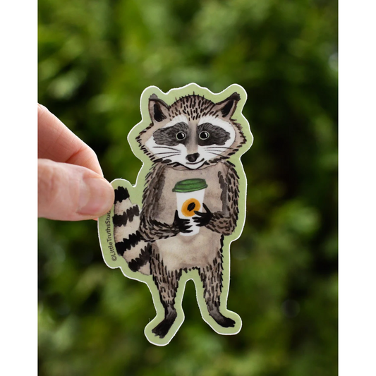 Raccoon With Coffee Sticker