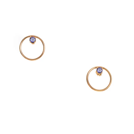 Classic Beech Stud Iolite Earrings