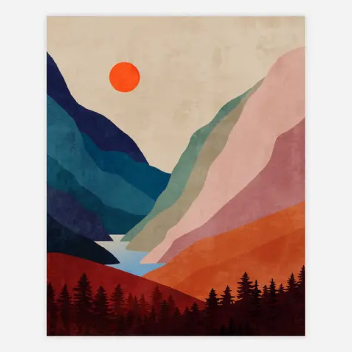 Red Sun Giclee Print 8x10