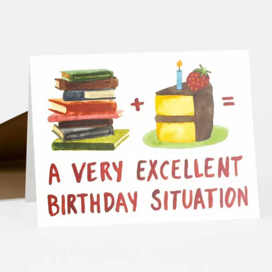 Books + Cake = Excellent Birthday Situation Card