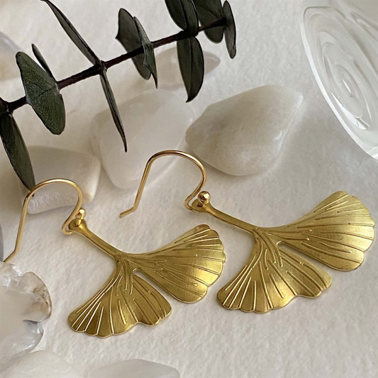 Ginkgo Leaf Drop Earrings